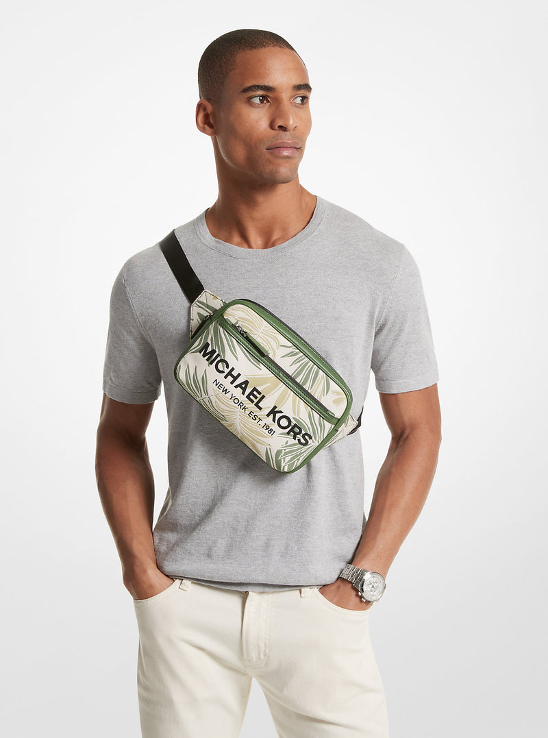 Cooper Slim Palm Jacquard Belt Bag (FERN GREEN)