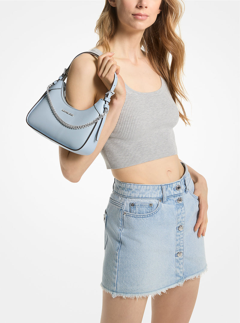 Wilma Medium Leather Shoulder Bag (PALE BLUE)