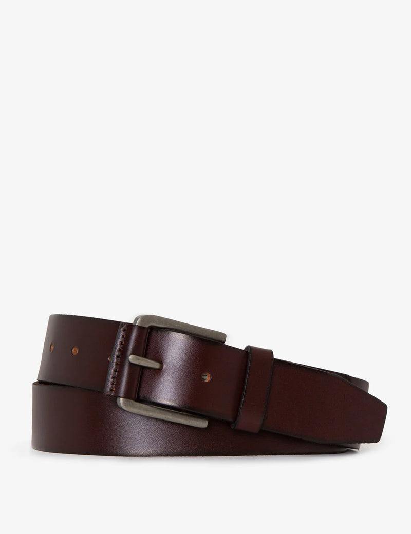 MENS 38MM LEATHER WRAPPED BUCKLE BELT (BROWN)