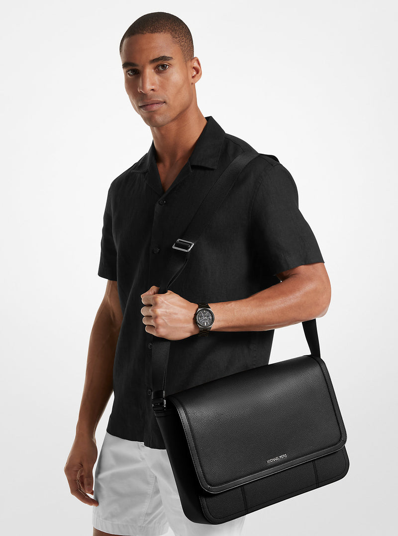 Cooper Leather Messenger Bag (BLACK)