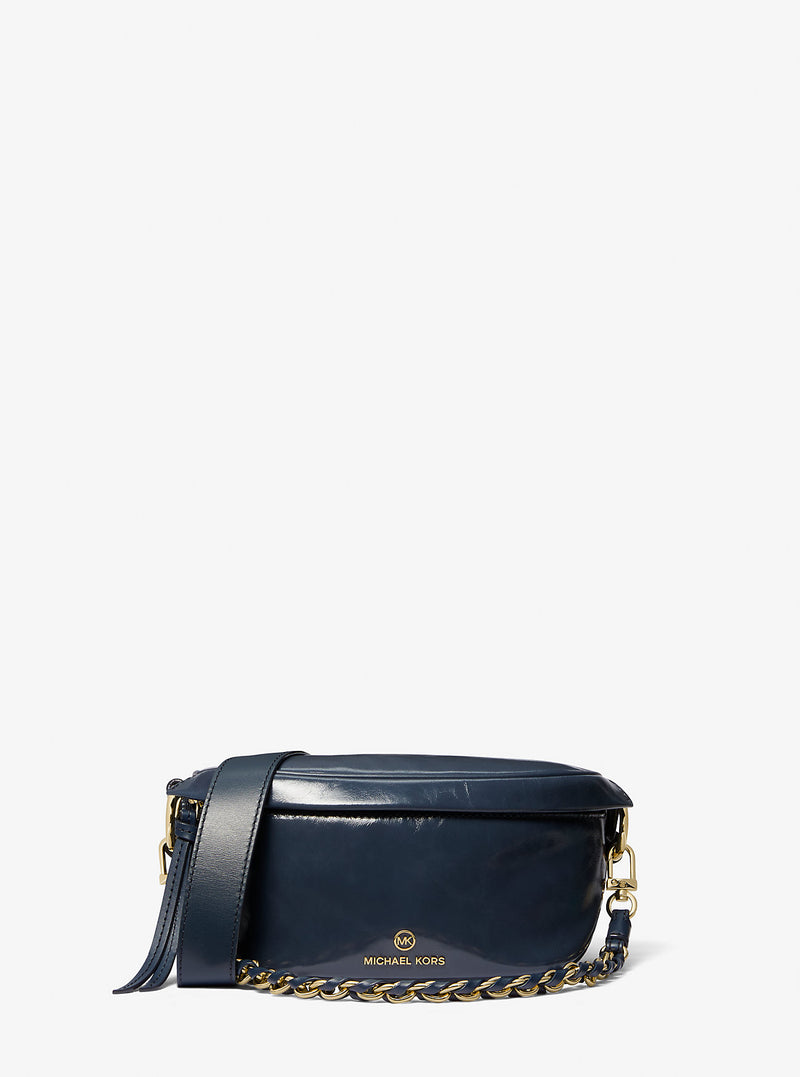 Slater Extra-Small Patent Leather Sling Pack (NAVY)