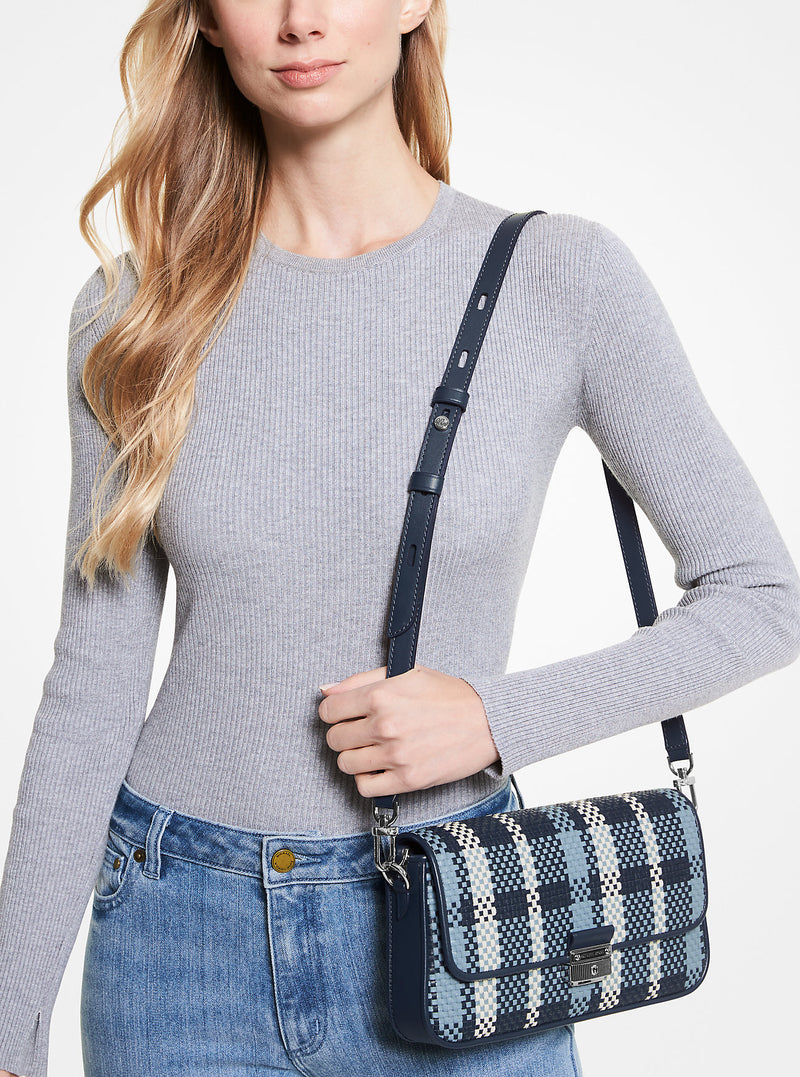 Bradshaw Small Woven Leather Convertible Shoulder Bag (NAVY MULTI)