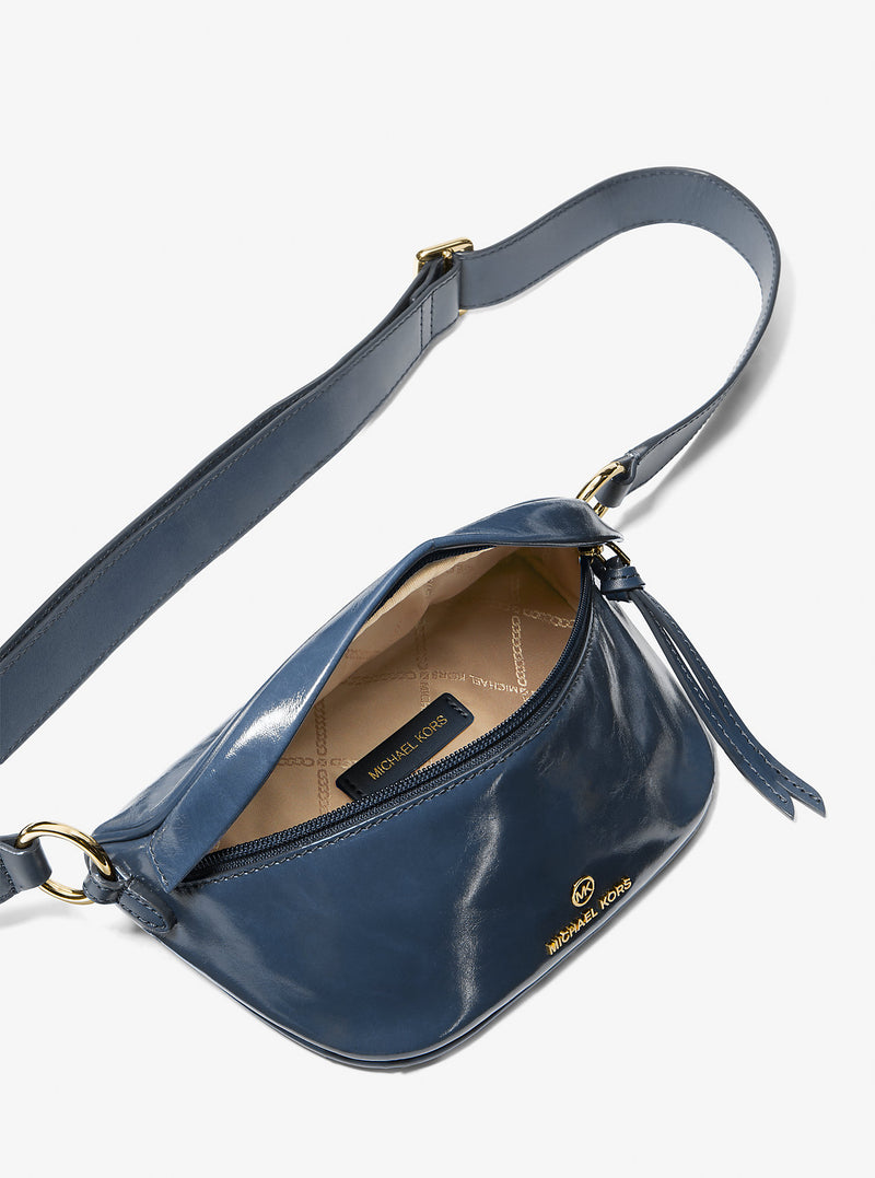 Slater Extra-Small Patent Leather Sling Pack (NAVY)