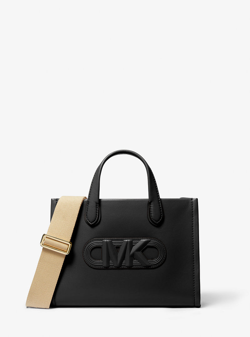 Gigi Small Embossed Leather Messenger Bag (BLACK)