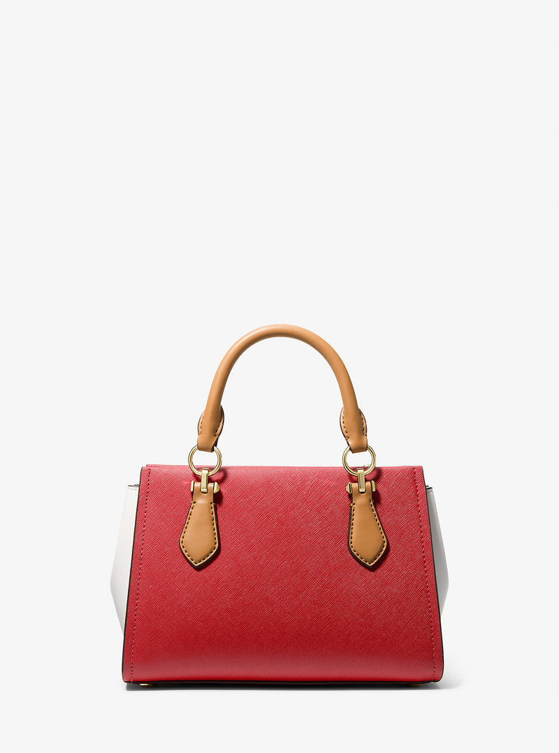 Marilyn Small Color-Block Saffiano Leather Crossbody Bag (LACQUER RED MULTI)