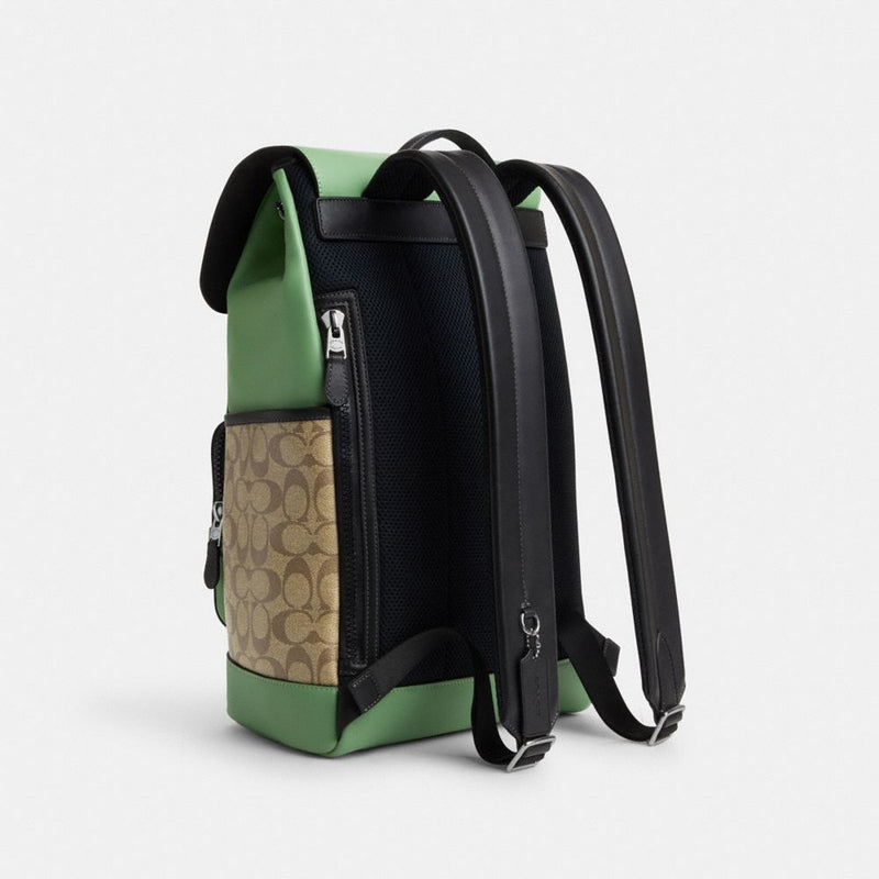 Track Backpack In Colorblock Signature Canvas (Sv/Khaki/Soft Green)