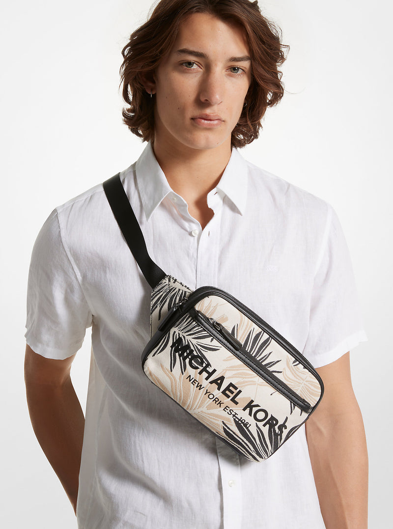 Cooper Slim Palm Jacquard Belt Bag (BLACK)