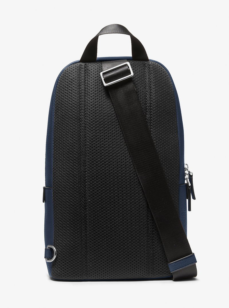 Cooper Pebbled Leather Sling Pack (NAVY)