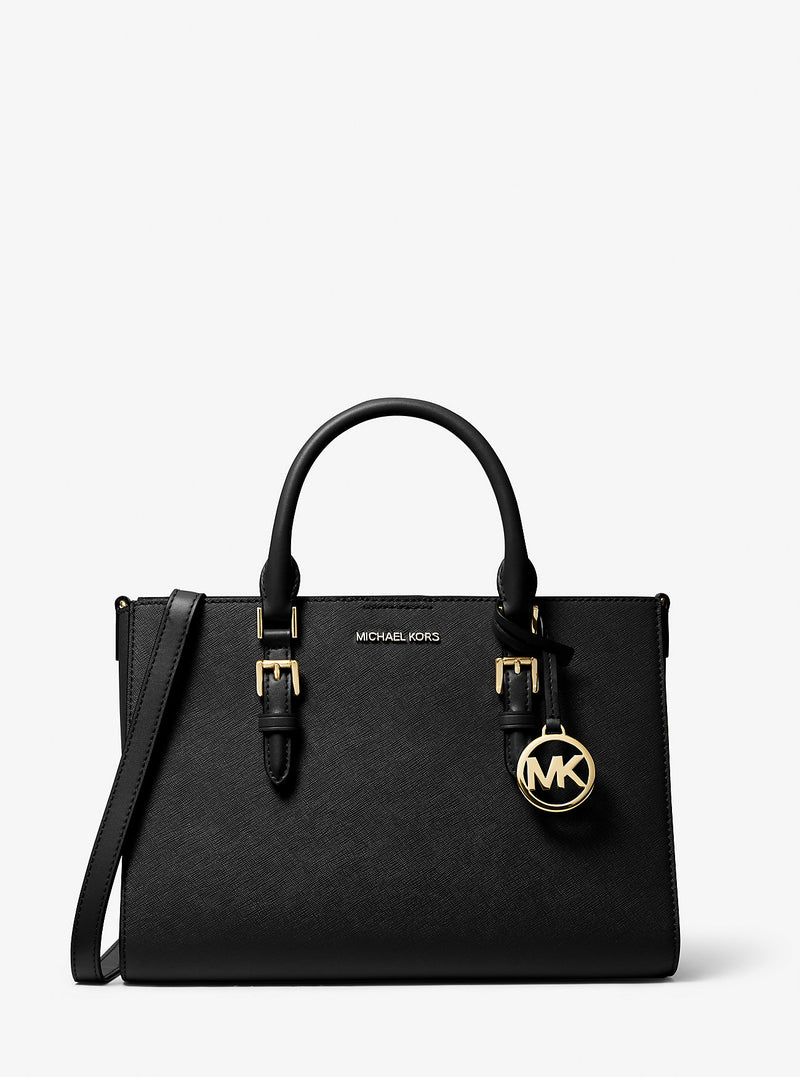 Charlotte Medium Saffiano Leather 2-in-1 Tote Bag (BLACK)
