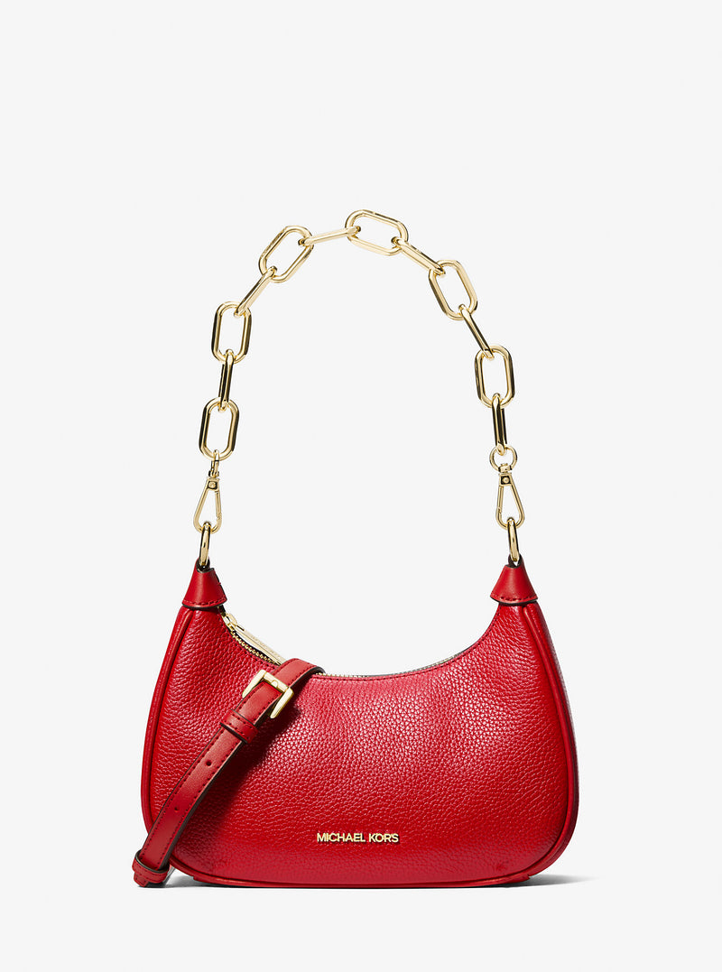 Cora Medium Pebbled Leather Shoulder Bag (BRIGHT RED)