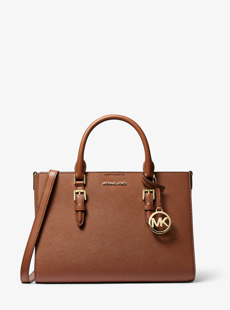 Charlotte Medium Saffiano Leather 2-in-1 Tote Bag (LUGGAGE)