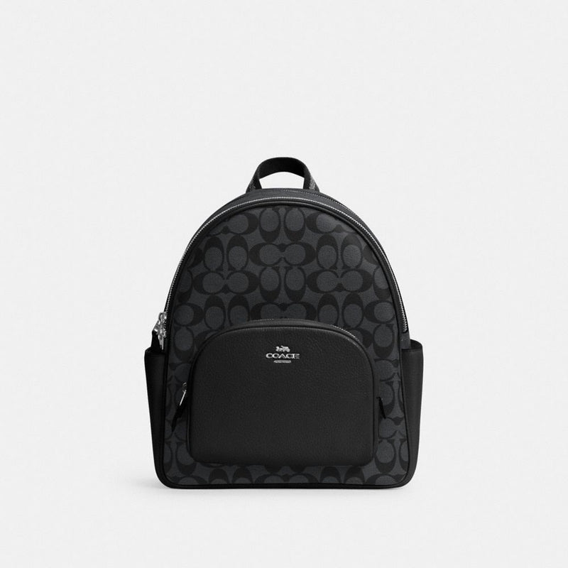 Court Backpack In Signature Canvas (Silver/Graphite/Black)