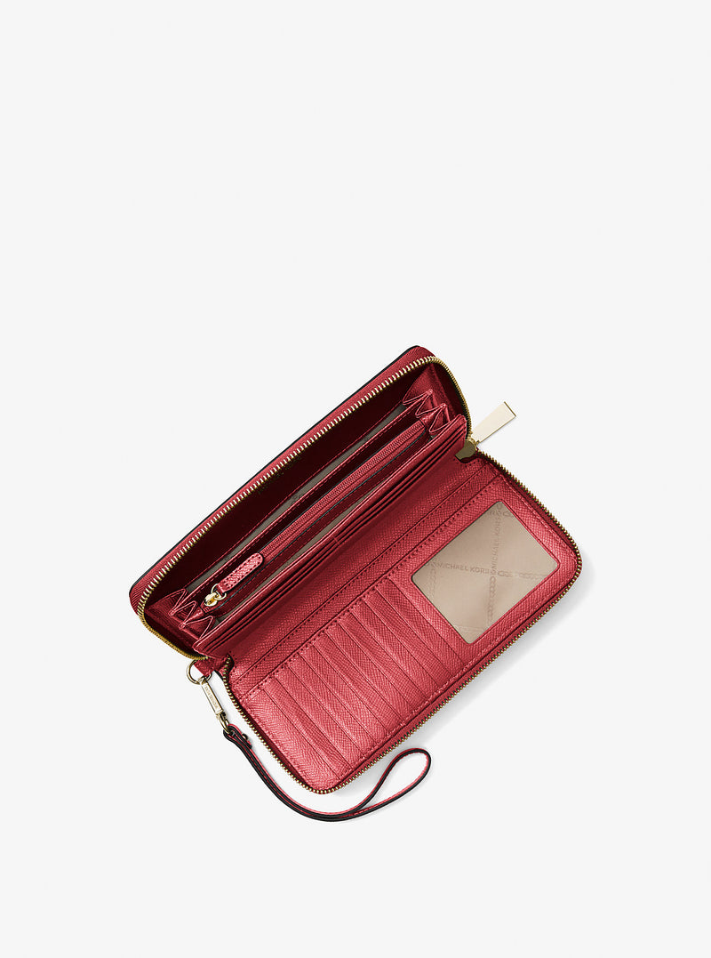 Leather Continental Wristlet (LACQUER RED)