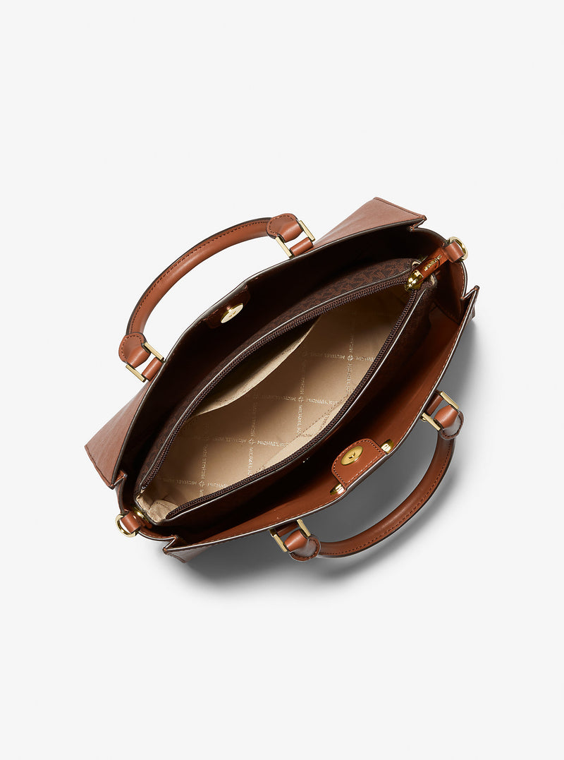 Charlotte Medium Saffiano Leather 2-in-1 Tote Bag (LUGGAGE)