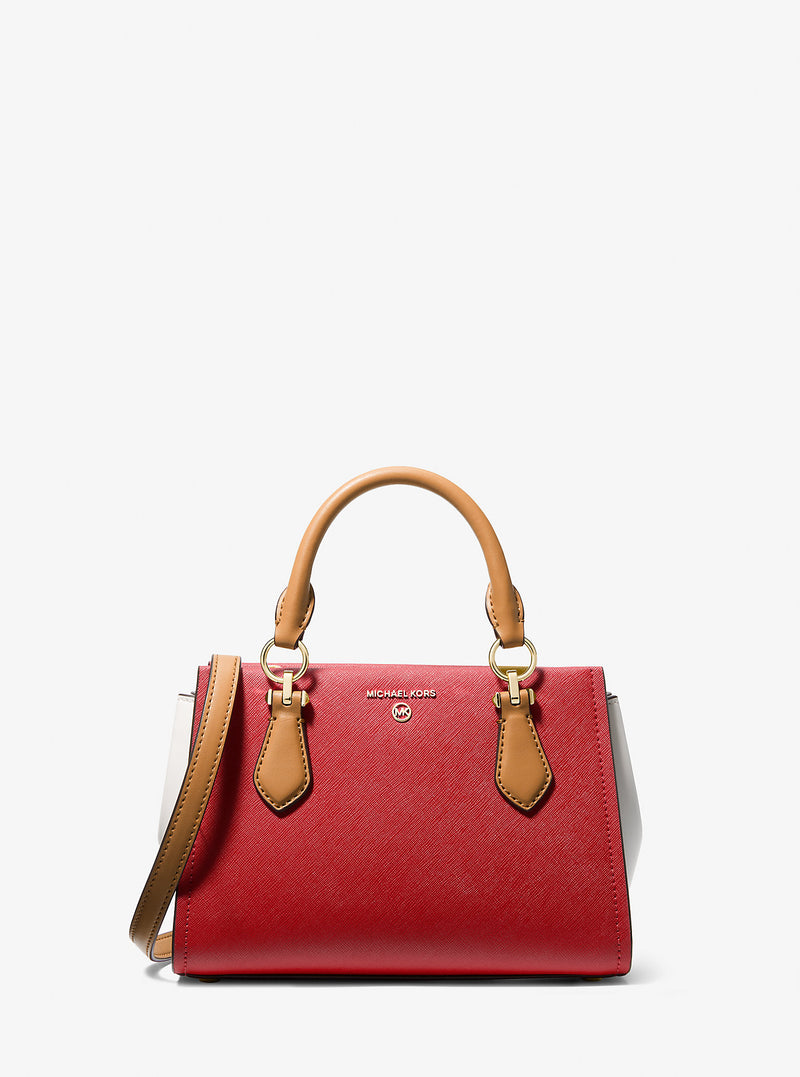 Marilyn Small Color-Block Saffiano Leather Crossbody Bag (LACQUER RED MULTI)