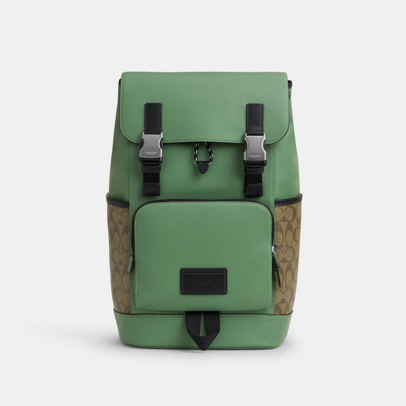 Track Backpack In Colorblock Signature Canvas (Sv/Khaki/Soft Green)