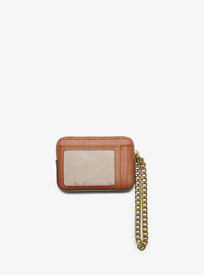 Medium Saffiano Leather Chain Card Case (LUGGAGE)