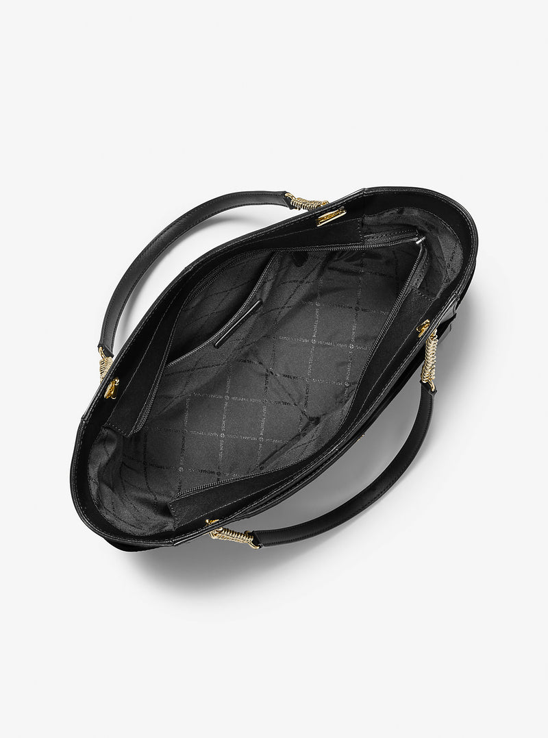 Jet Set Large Saffiano Leather Shoulder Bag (BLACK)