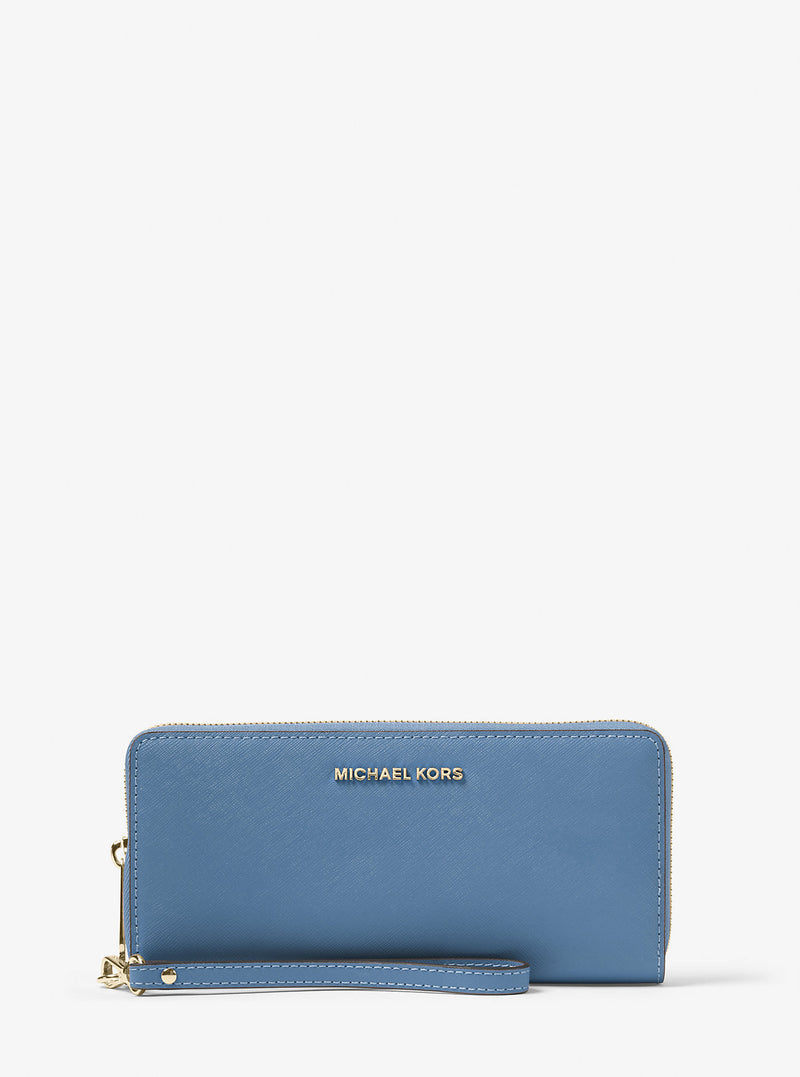 Leather Continental Wristlet (FRENCH BLUE)