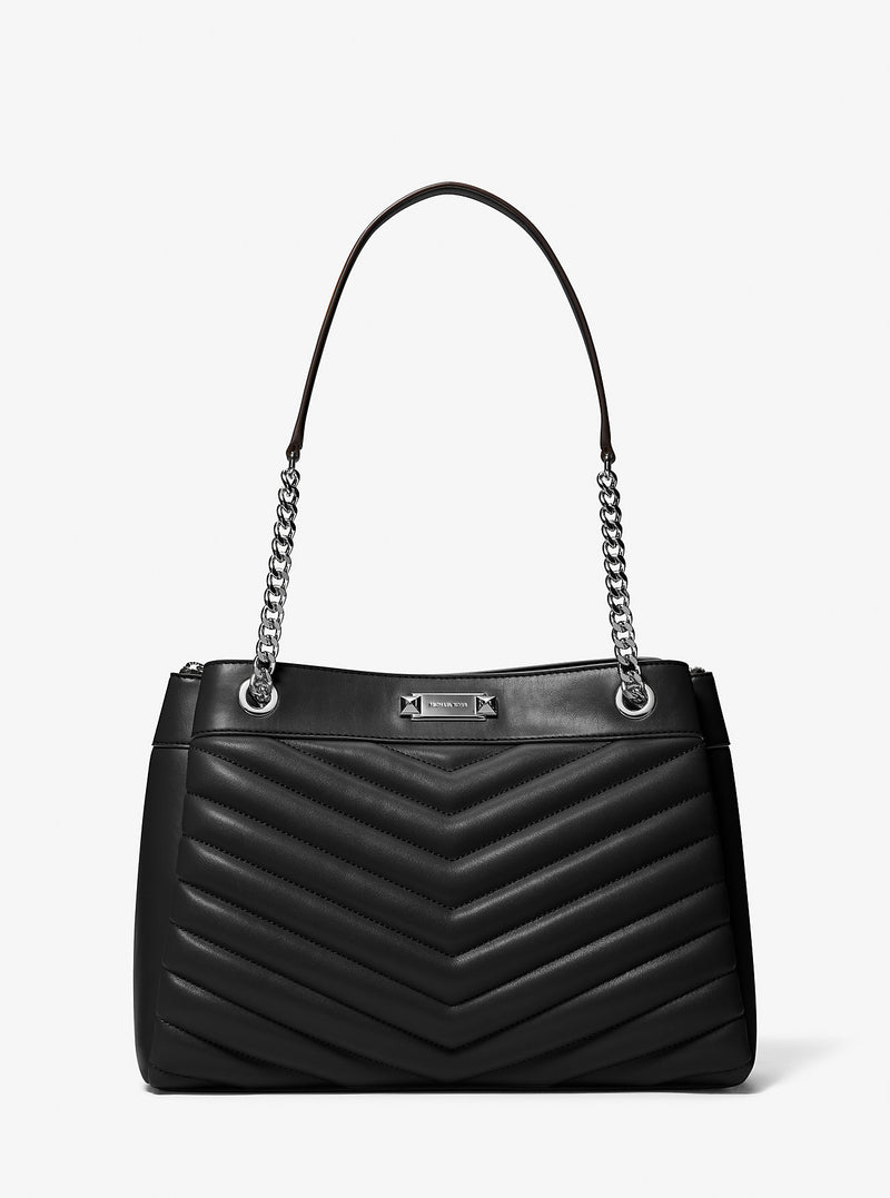 Whitney Medium Quilted Tote Bag (BLACK)